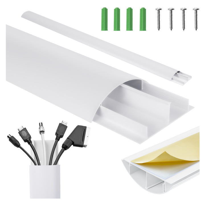 Maclean aluminium kabelafdekstrip, 62x20x750mm, wit, MC-814 W