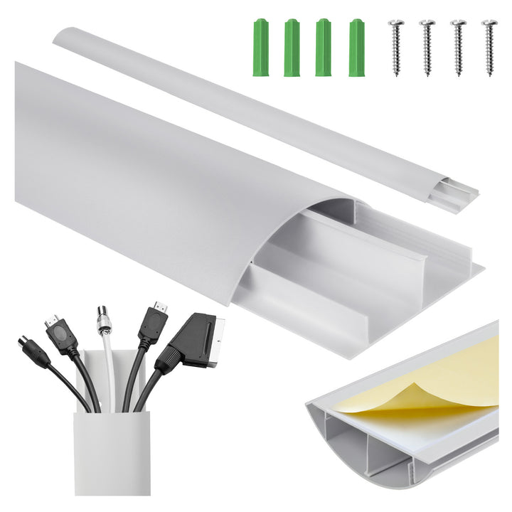Maclean - Kabelgot - Kabelbeschermer - Kabelhoes - Aluminium kabelafdekstrip - 62x20x750mm, zilver, MC-814 S