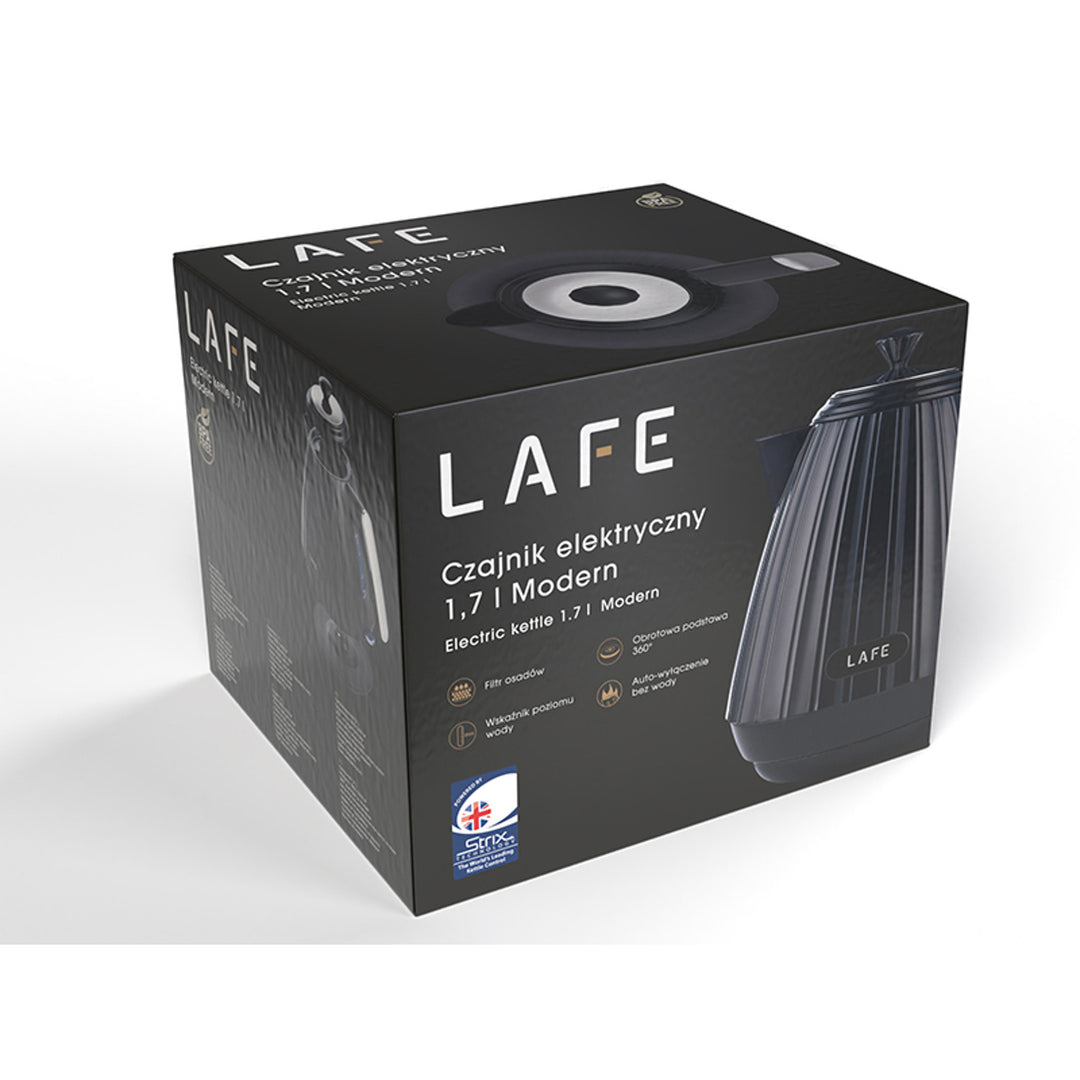 Lafe elektrische waterkoker, minimalistisch ontwerp, 2200W, 1,7L, zwart,