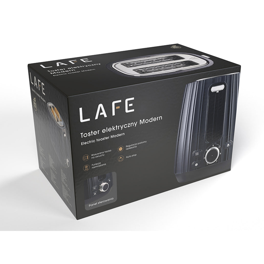 Lafe broodrooster, 7-traps toastregeling, max. 1080W, zwart, Modern