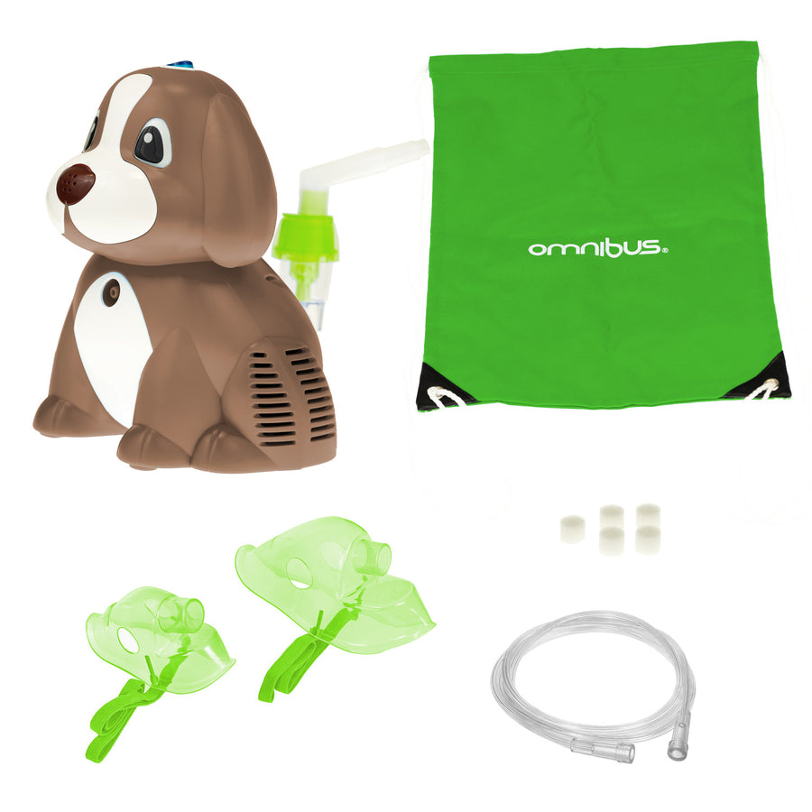 Omnibus zuigerinhalator, voor kinderen, 2 maskers, bruin, BR-CN171