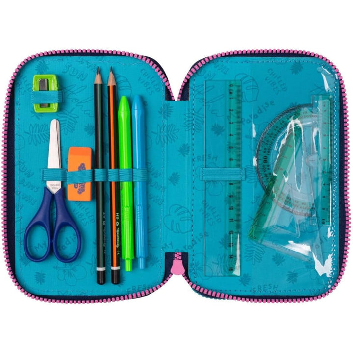 CoolPack pennenetui met drie compartimenten en accessoires JUMPER 3 STITCH