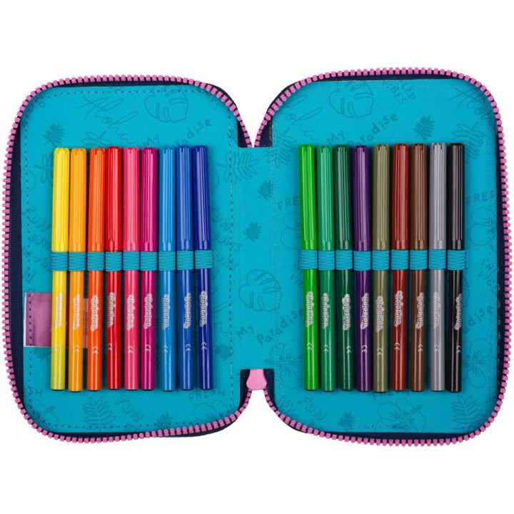 CoolPack pennenetui met drie compartimenten en accessoires JUMPER 3 STITCH