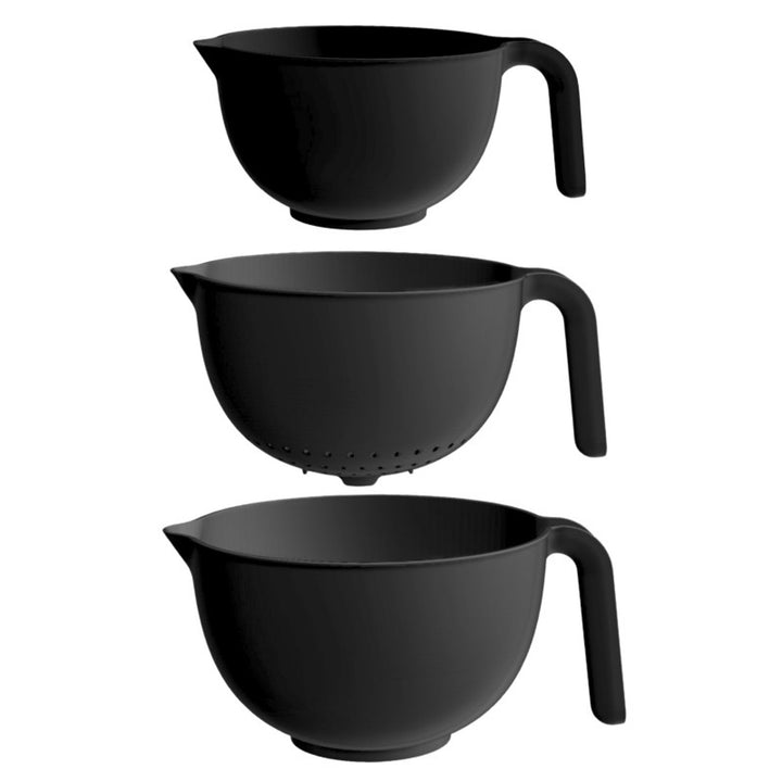 Practic set, 2x kom, vergiet, met handvat, donker grafiet, 10034392