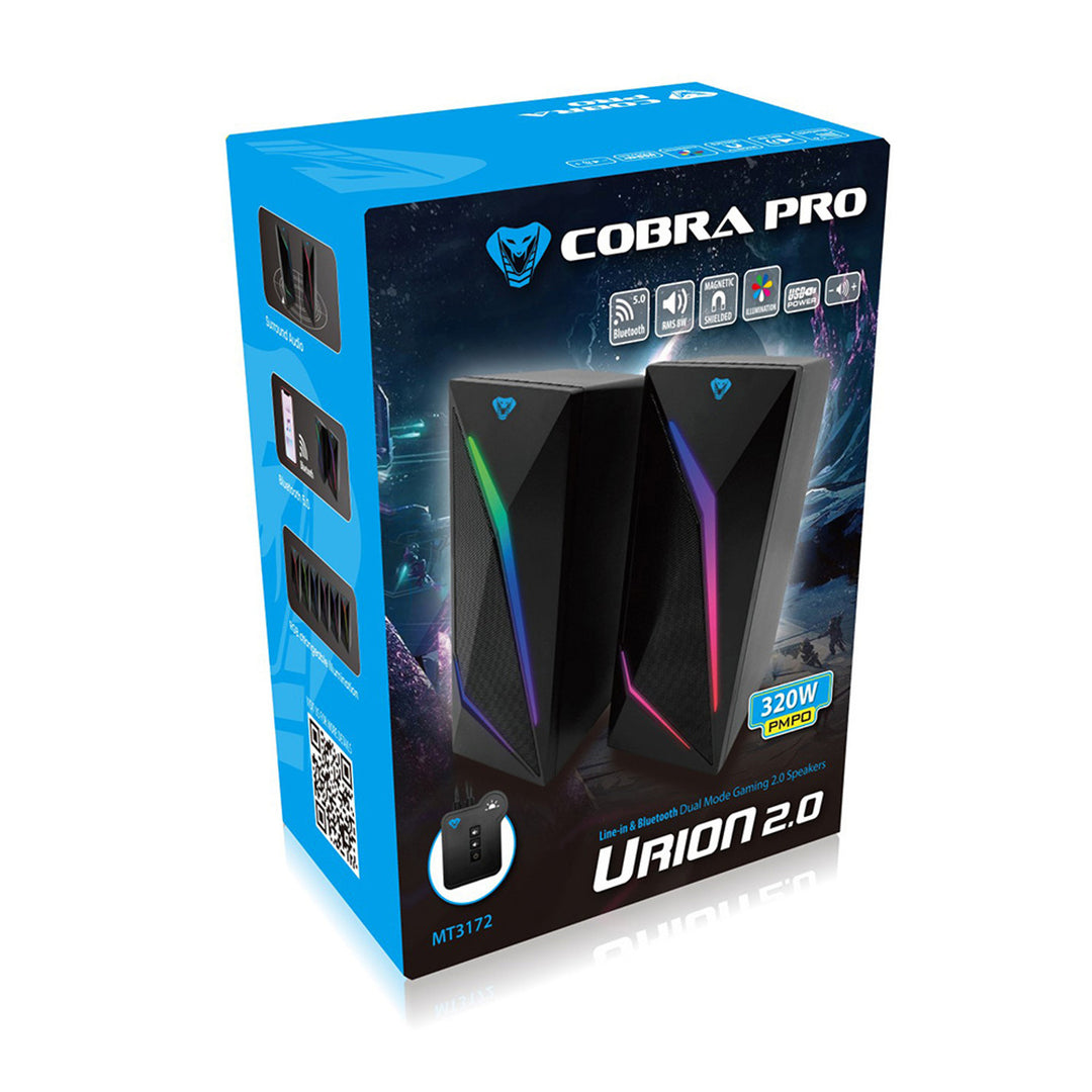 Gaming 2.0-luidsprekers met Bluetooth, kleurrijke RGB LED-achtergrondverlichting Media-Tech COBRA PRO URION 2.0 MT3172
