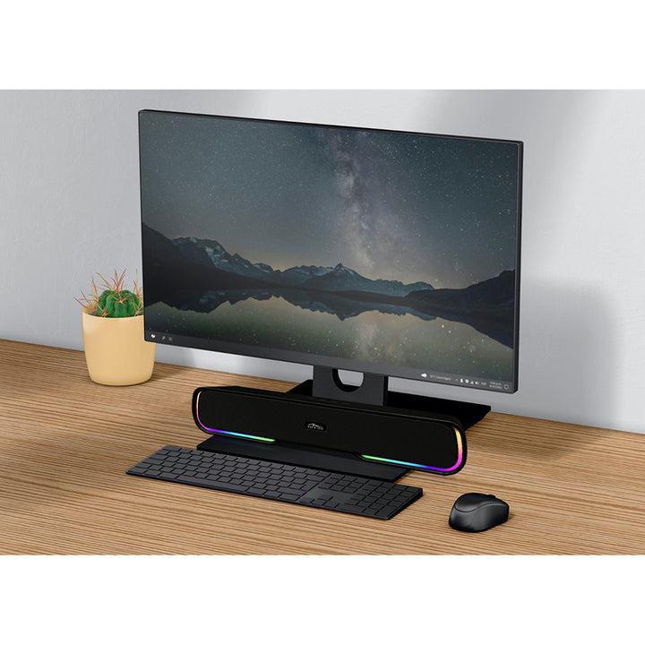 Draagbare Bluetooth-geluidsbalkluidspreker, meerkleurige RGB-achtergrondverlichting, RMS 10W, PMPO 450W, FM-radio, MP3. AUX, ingebouwde oplaadbare batterij, Media-Tech PHANTOM BT