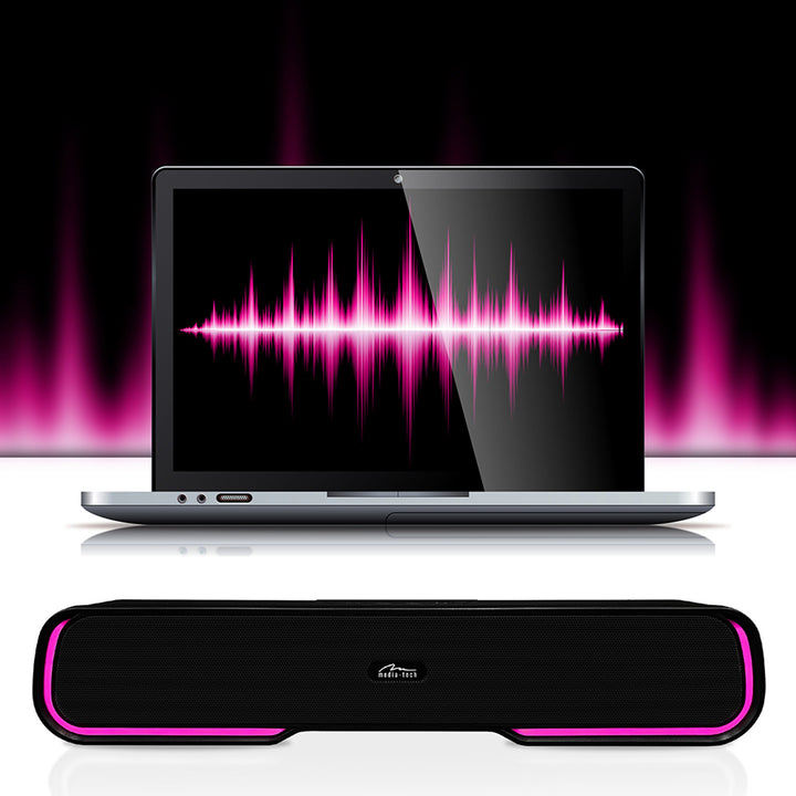 Draagbare Bluetooth-geluidsbalkluidspreker, meerkleurige RGB-achtergrondverlichting, RMS 10W, PMPO 450W, FM-radio, MP3. AUX, ingebouwde oplaadbare batterij, Media-Tech PHANTOM BT