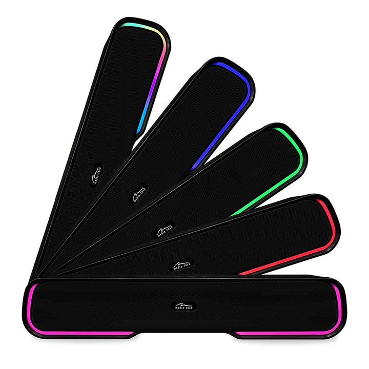 Draagbare Bluetooth-geluidsbalkluidspreker, meerkleurige RGB-achtergrondverlichting, RMS 10W, PMPO 450W, FM-radio, MP3. AUX, ingebouwde oplaadbare batterij, Media-Tech PHANTOM BT
