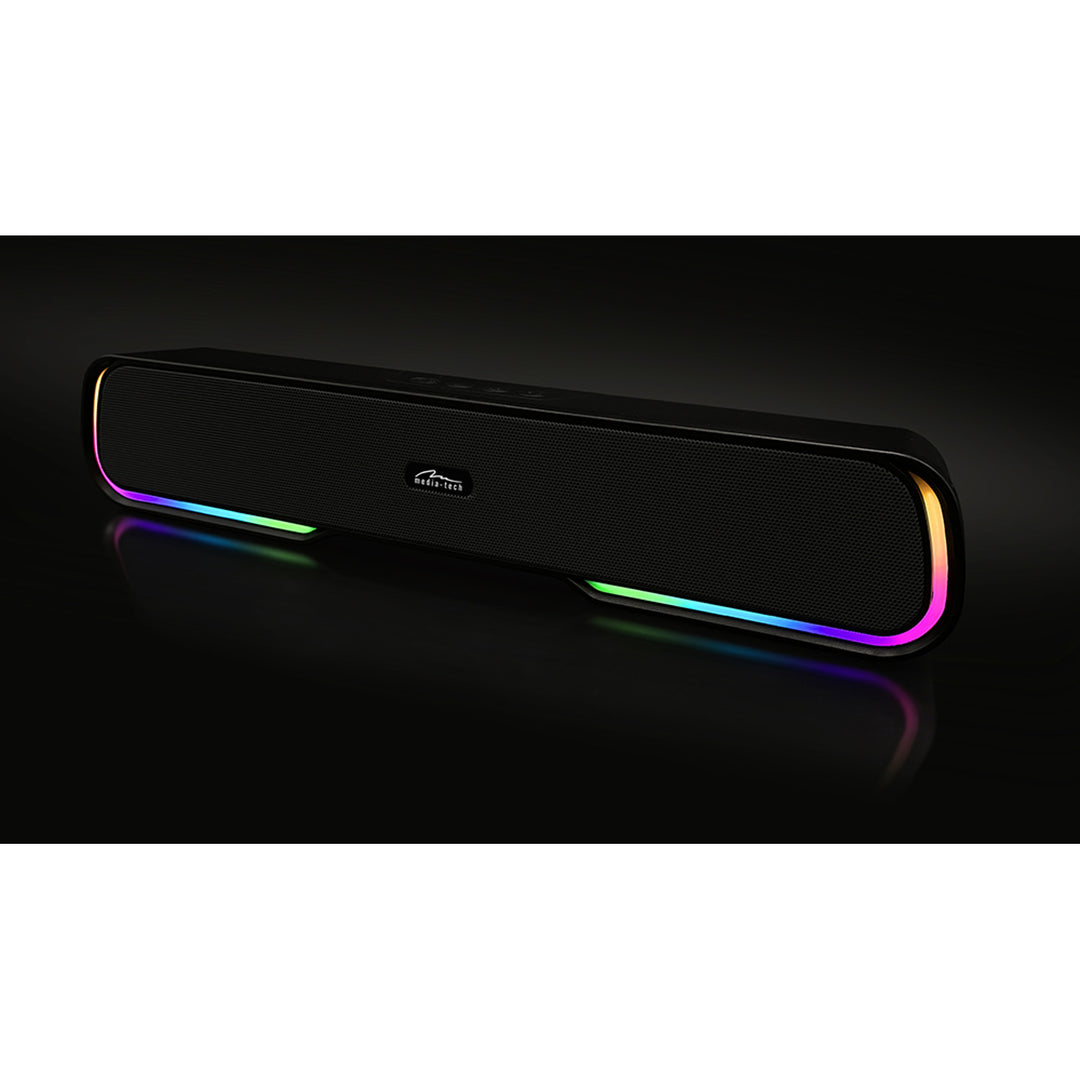 Draagbare Bluetooth-geluidsbalkluidspreker, meerkleurige RGB-achtergrondverlichting, RMS 10W, PMPO 450W, FM-radio, MP3. AUX, ingebouwde oplaadbare batterij, Media-Tech PHANTOM BT