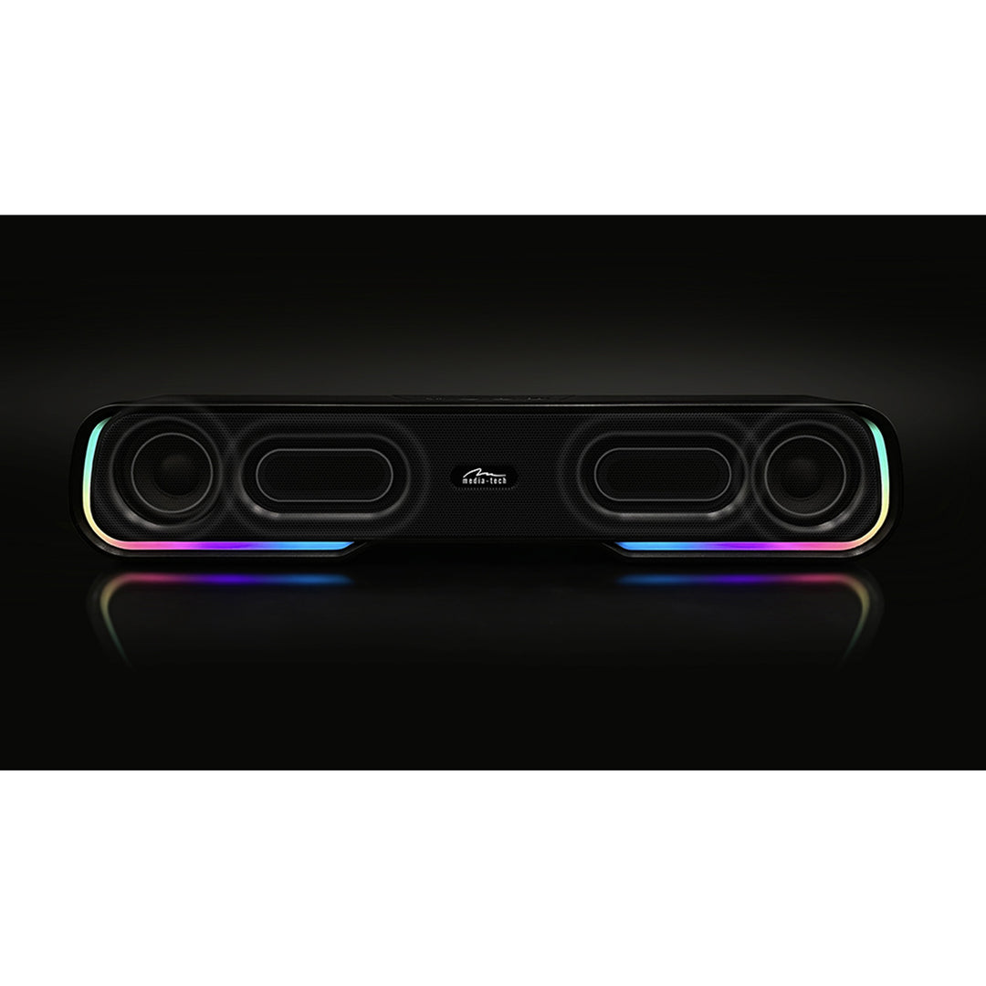Draagbare Bluetooth-geluidsbalkluidspreker, meerkleurige RGB-achtergrondverlichting, RMS 10W, PMPO 450W, FM-radio, MP3. AUX, ingebouwde oplaadbare batterij, Media-Tech PHANTOM BT