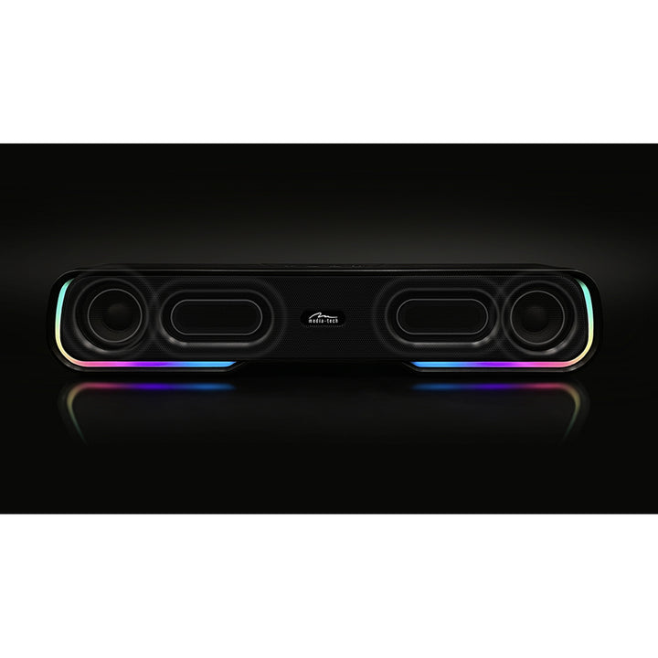 Draagbare Bluetooth-geluidsbalkluidspreker, meerkleurige RGB-achtergrondverlichting, RMS 10W, PMPO 450W, FM-radio, MP3. AUX, ingebouwde oplaadbare batterij, Media-Tech PHANTOM BT