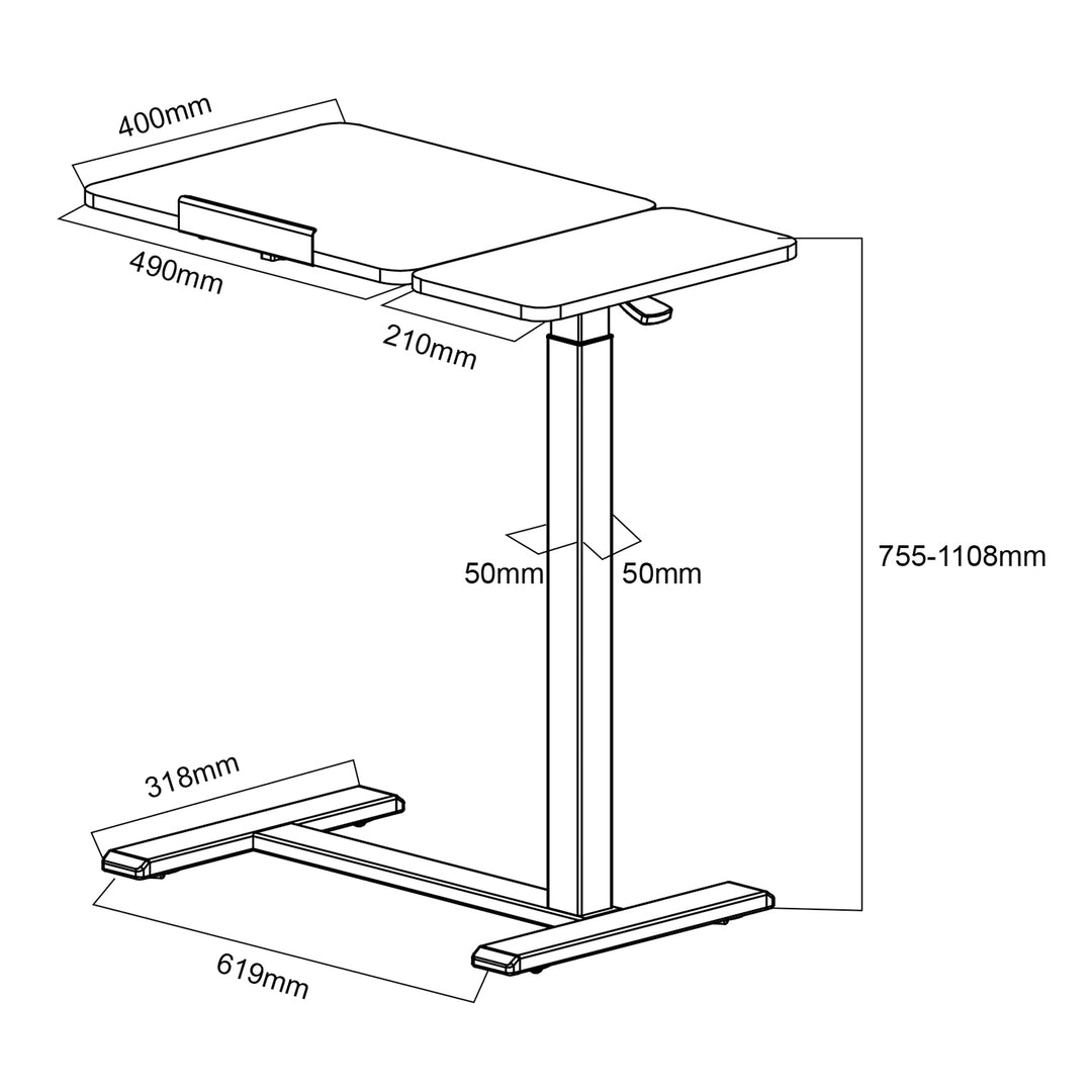 Verrijdbaar bureau/laptopstatief Maclean, wit, in hoogte verstelbaar 76-109cm, max. 30kg , MC-120 W