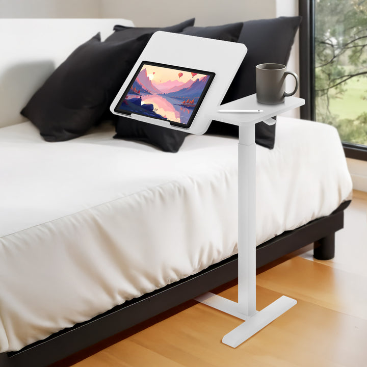 Verrijdbaar bureau/laptopstatief Maclean, wit, in hoogte verstelbaar 76-109cm, max. 30kg , MC-120 W