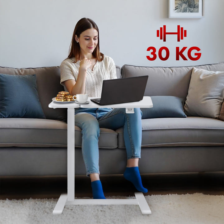 Verrijdbaar bureau/laptopstatief Maclean, wit, in hoogte verstelbaar 76-109cm, max. 30kg , MC-120 W