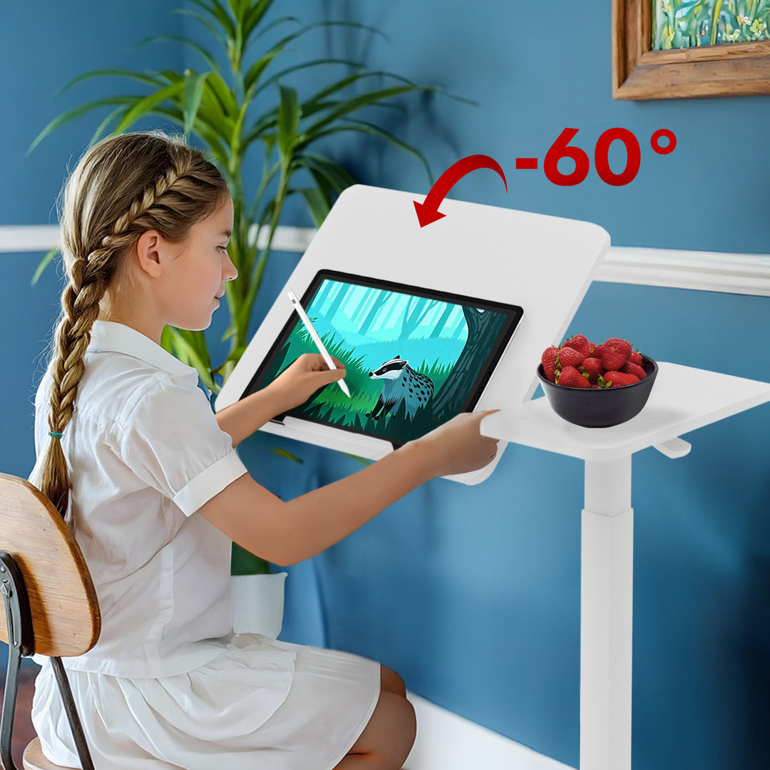 Verrijdbaar bureau/laptopstatief Maclean, wit, in hoogte verstelbaar 76-109cm, max. 30kg , MC-120 W