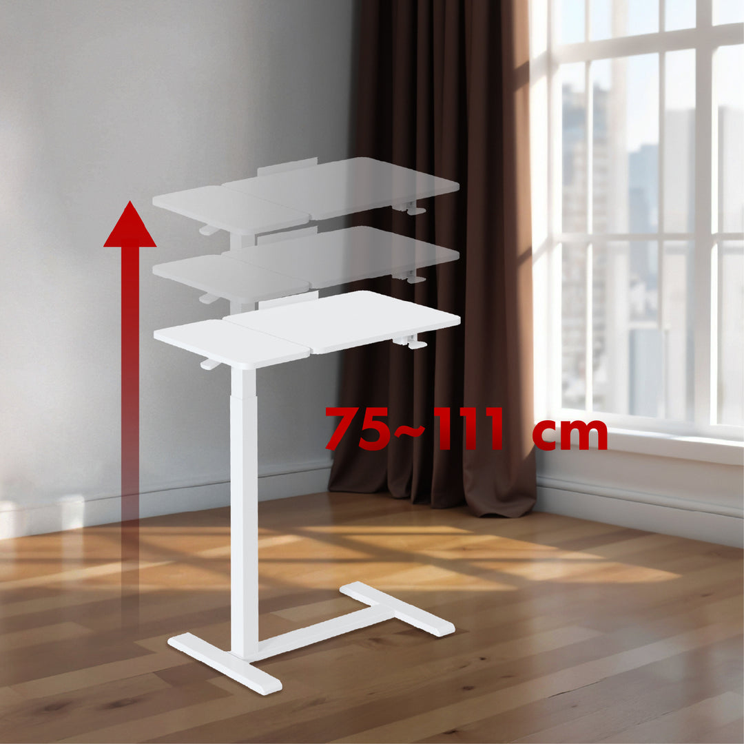Verrijdbaar bureau/laptopstatief Maclean, wit, in hoogte verstelbaar 76-109cm, max. 30kg , MC-120 W