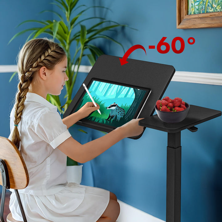 Maclean mobiele bureau-/laptopstandaard, hoogteverstelling 76-109 cm, max. 30 kg, MC-120B - Zwart