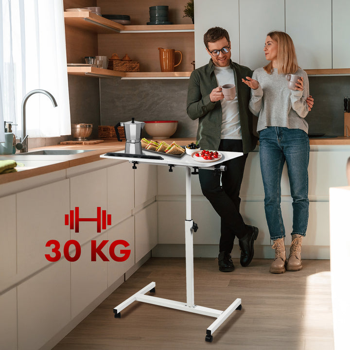 Verrijdbaar bureau/laptopstatief Maclean, wit, in hoogte verstelbaar 59-89cm, max. 30kg , MC-121 W