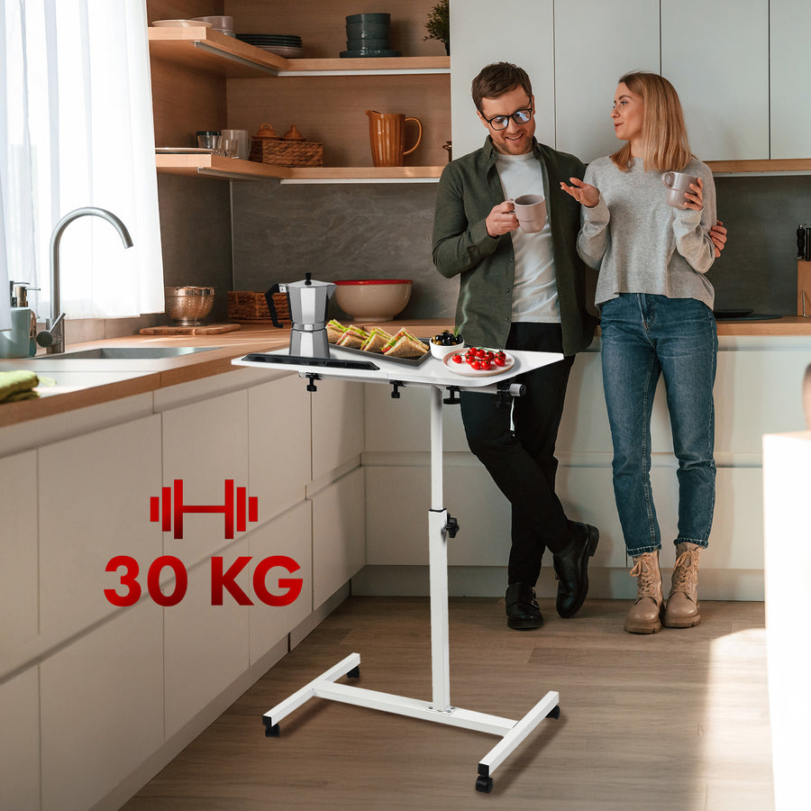 Verrijdbaar bureau/laptopstatief Maclean, wit, in hoogte verstelbaar 59-89cm, max. 30kg , MC-121 W