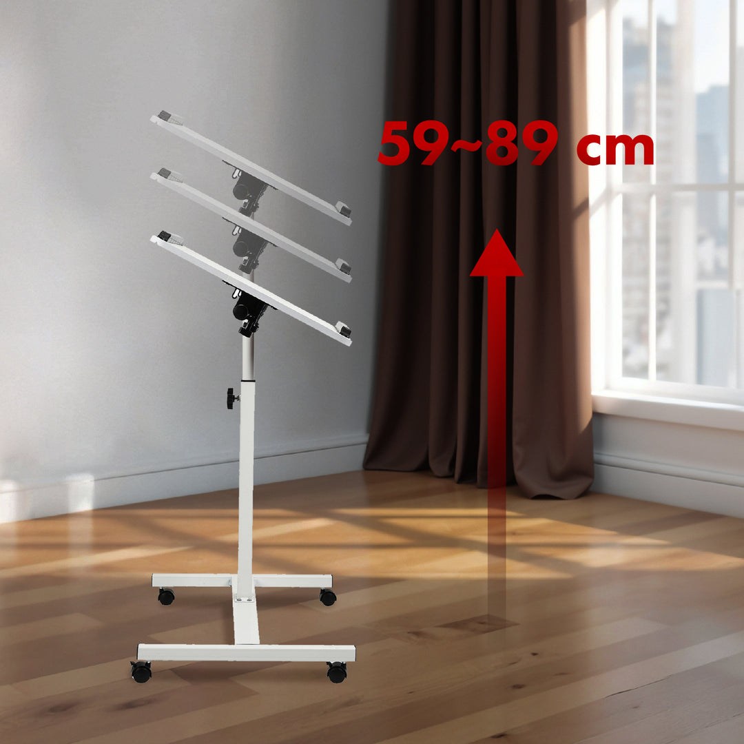 Verrijdbaar bureau/laptopstatief Maclean, wit, in hoogte verstelbaar 59-89cm, max. 30kg , MC-121 W
