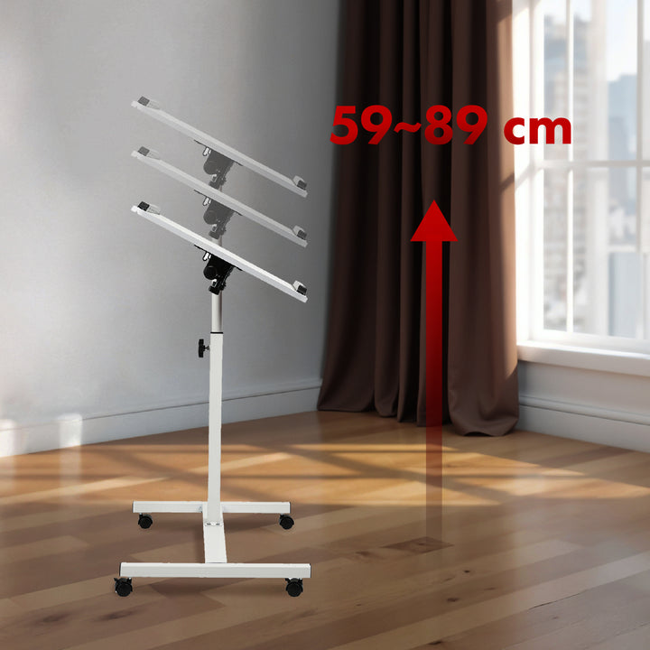 Verrijdbaar bureau/laptopstatief Maclean, wit, in hoogte verstelbaar 59-89cm, max. 30kg , MC-121 W
