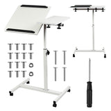 Verrijdbaar bureau/laptopstatief Maclean, wit, in hoogte verstelbaar 59-89cm, max. 30kg , MC-121 W