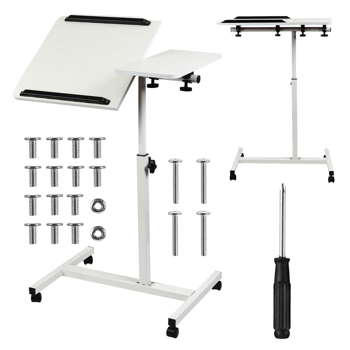 Verrijdbaar bureau/laptopstatief Maclean, wit, in hoogte verstelbaar 59-89cm, max. 30kg , MC-121 W
