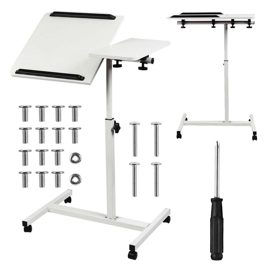 Verrijdbaar bureau/laptopstatief Maclean, wit, in hoogte verstelbaar 59-89cm, max. 30kg , MC-121 W