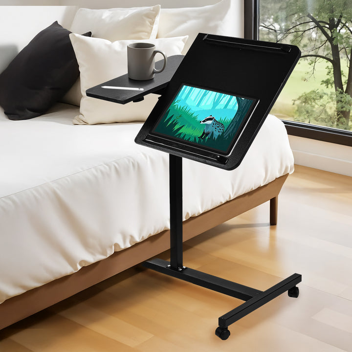 Verrijdbaar bureau/laptopstatief Maclean, wit, in hoogte verstelbaar 59-89cm, max. 30kg , MC-121 B