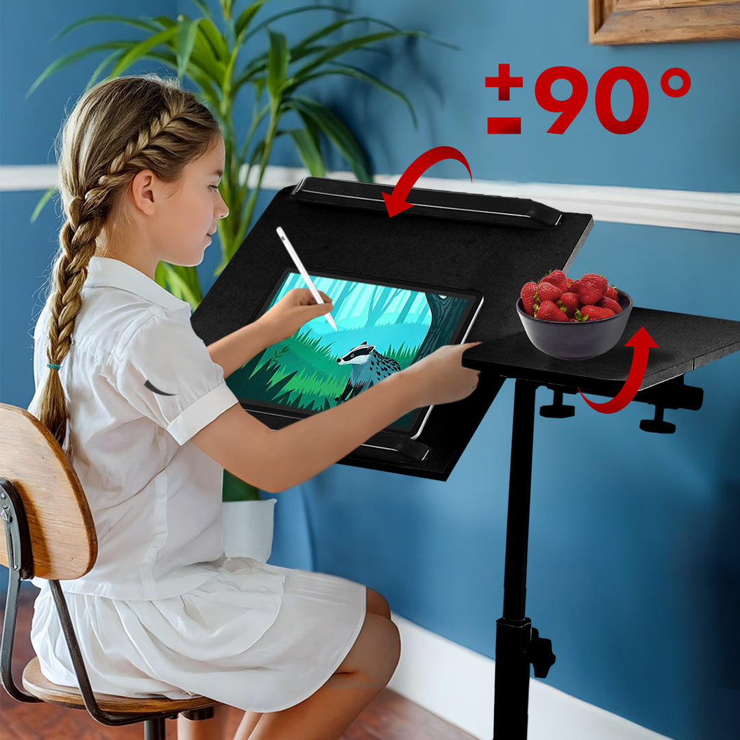 Verrijdbaar bureau/laptopstatief Maclean, wit, in hoogte verstelbaar 59-89cm, max. 30kg , MC-121 B