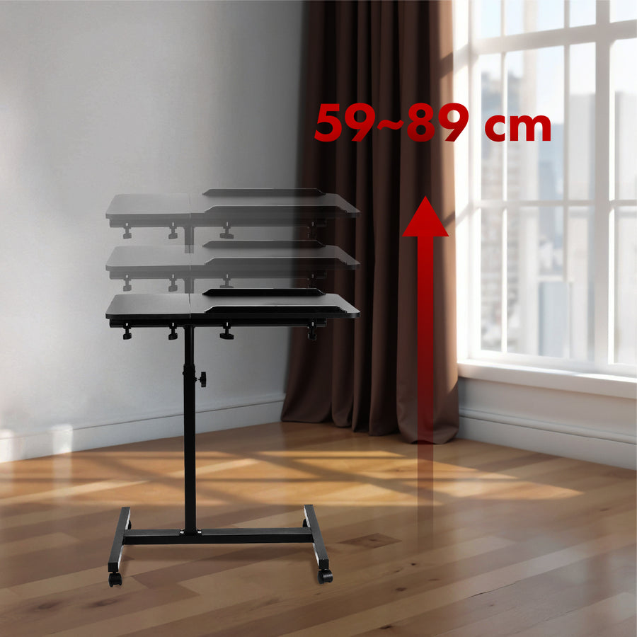 Verrijdbaar bureau/laptopstatief Maclean, zwart, in hoogte verstelbaar 59-89cm, max. 30kg , MC-121 B