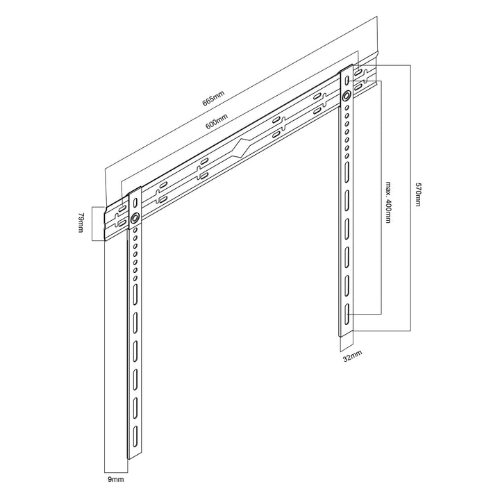 Maclean ultra platte muurbeugel voor TV, 40-85", max VESA 600x400, belastbaar tot 80kg, MC-123
