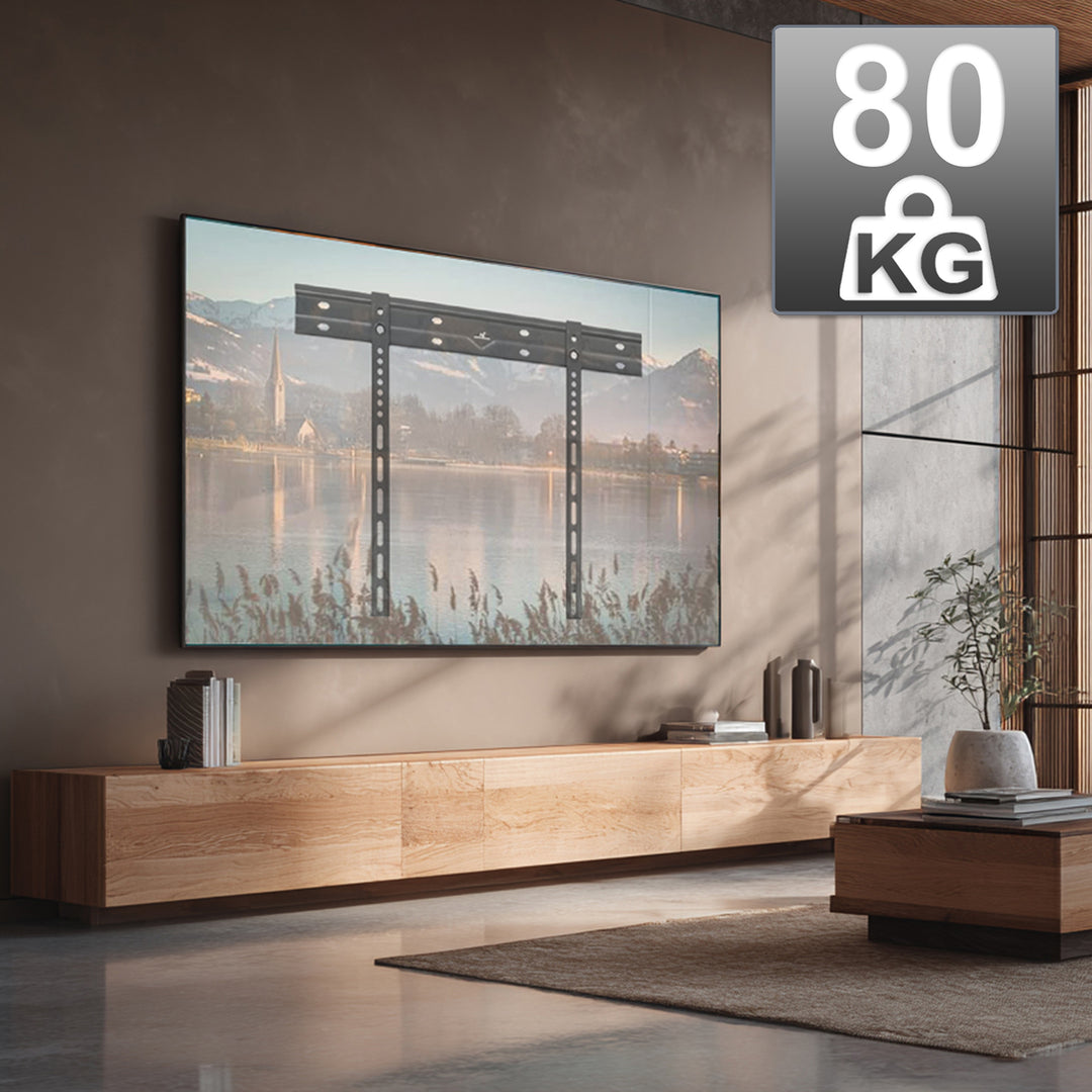 Maclean ultra platte muurbeugel voor TV, 40-85", max VESA 600x400, belastbaar tot 80kg, MC-123