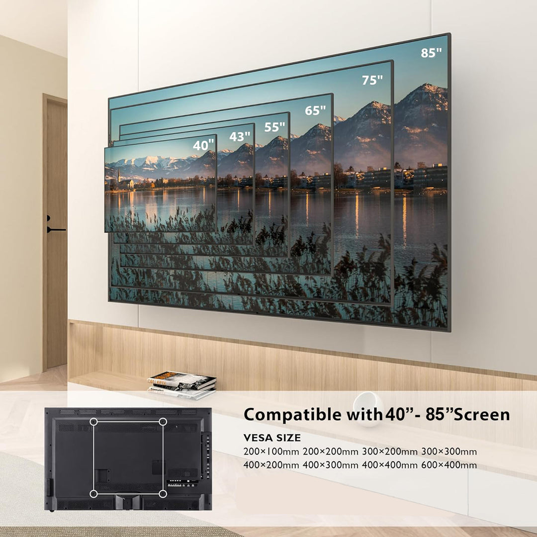 Maclean ultra platte muurbeugel voor TV, 40-85", max VESA 600x400, belastbaar tot 80kg, MC-123