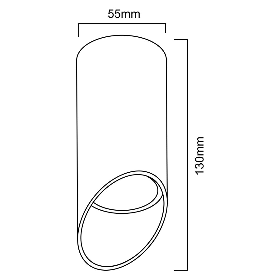 Maclean opbouwarmatuur/buis, spot, rond, aluminium, GU10, 55x130mm, wit, MCE360 W+LED lamp GU10 7W Maclean Energy MCE437 WW warm wit 3000K, 220-240V~, 50/60Hz, 490 lumen