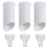 Maclean opbouw armatuur / buis, spot, rond, aluminium, GU10, 55x130mm, wit, MCE360 W 3st + LED lamp GU10 7W Maclean Energy MCE437 WW warm wit 3000K, 220-240V~, 50/60Hz, 3st