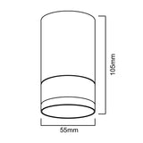 Maclean opbouwarmatuur/buis, spot, rond, aluminium, GU10, 55x130mm, zwart, MCE361 B + LED lamp GU10 7W Maclean Energy MCE437 WW warm wit 3000K, 220-240V~, 50/60Hz, 490 lm