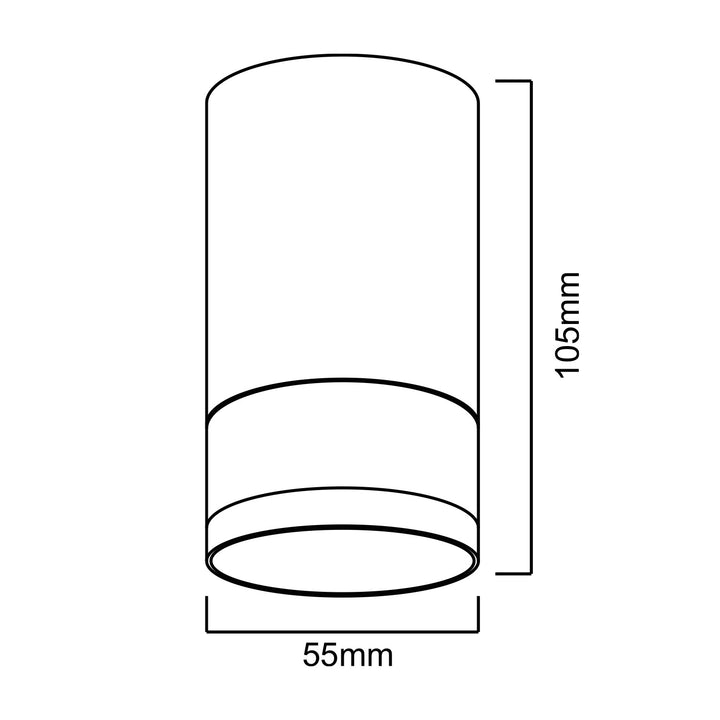 Maclean opbouw armatuur/tube, spot, rond, aluminium, GU10, 55x130mm, kleur zwart, MCE361 B 3st + LED lamp GU10 7W Maclean Energy MCE437 WW warm wit 3000K, 220-240V~, 50/60Hz, 490lm, 3st