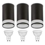 Maclean opbouw armatuur / buis, spot, rond, aluminium, GU10, 55x130mm, kleur zwart, MCE361 B 3st+ LED lamp GU10 7W Maclean Energy MCE437 NW neutraal wit 4000K, 220-240V~, 50/60Hz, 490 3st