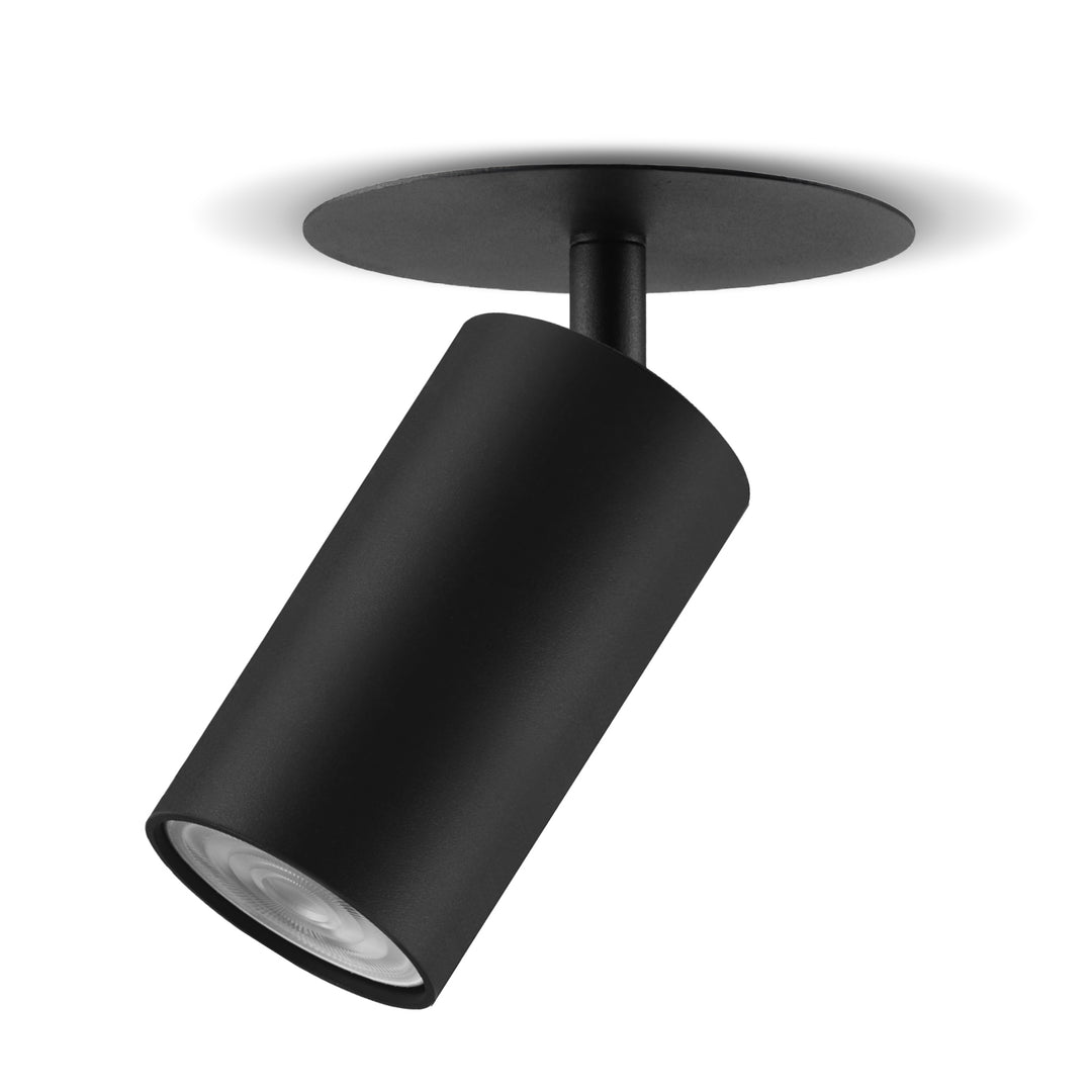 Maclean inbouwarmatuur/buis, spot, rond, aluminium, GU10, 55x130mm, kleur zwart, MCE364 B 3st+ LED lamp GU10 7W Maclean Energy MCE437 NW neutraal wit 4000K, 220-240V~, 50/60Hz, 3st