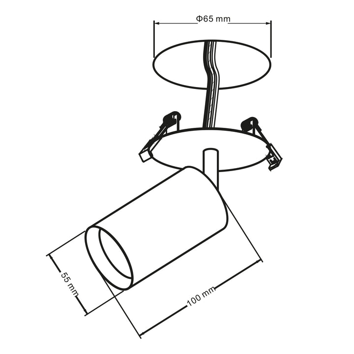 Maclean inbouwarmatuur/buis, spot, rond, aluminium, GU10, 55x130mm, kleur zwart, MCE364 B 3st+ LED lamp GU10 7W Maclean Energy MCE437 NW neutraal wit 4000K, 220-240V~, 50/60Hz, 3st