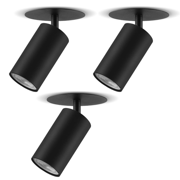 Maclean inbouwarmatuur/buis, spot, rond, aluminium, GU10, 55x130mm, kleur zwart, MCE364 B 3st+ LED lamp GU10 7W Maclean Energy MCE437 NW neutraal wit 4000K, 220-240V~, 50/60Hz, 3st