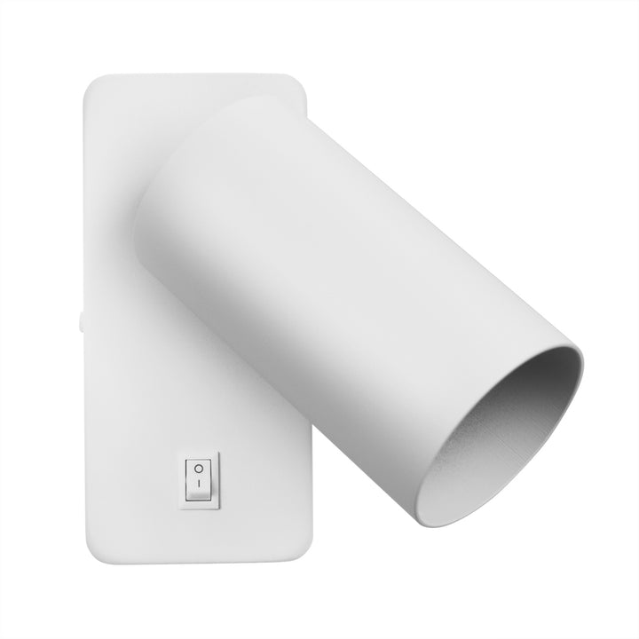 Wandlamp/wandlamp Maclean, spot, rond, GU10, met 55x90mm schakelaar, wit, MCE369 W+LED lamp GU10 7W Maclean Energy MCE437 WW warm wit 3000K, 220-240V~, 50/60Hz, 490lm