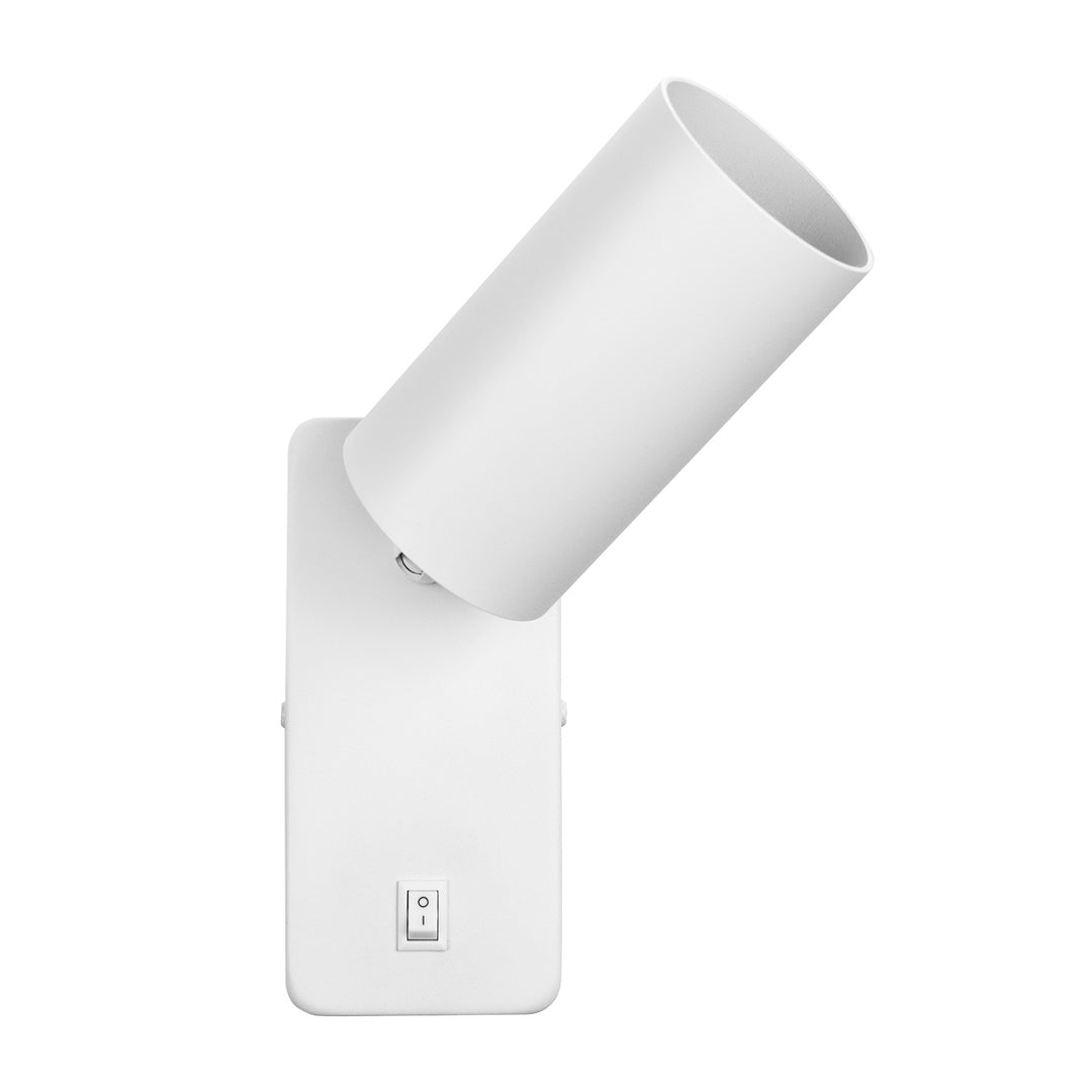 Wandlamp/wandlamp Maclean, spot, rond, GU10, met 55x90mm schakelaar, wit, MCE369 W+LED lamp GU10 7W Maclean Energy MCE437 WW warm wit 3000K, 220-240V~, 50/60Hz, 490lm