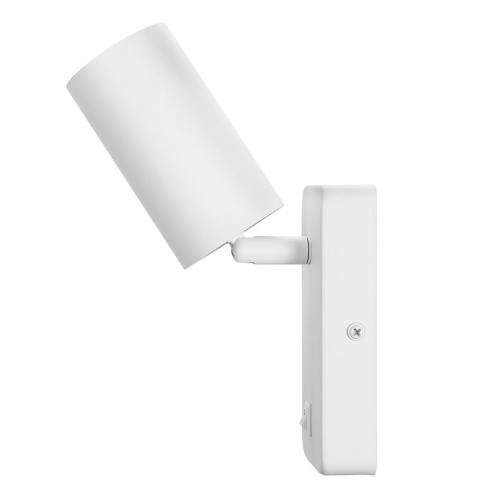 Wandlamp/wandlamp Maclean, spot, rond, GU10, met 55x90mm schakelaar, wit, MCE369 W+LED lamp GU10 7W Maclean Energy MCE437 WW warm wit 3000K, 220-240V~, 50/60Hz, 490lm