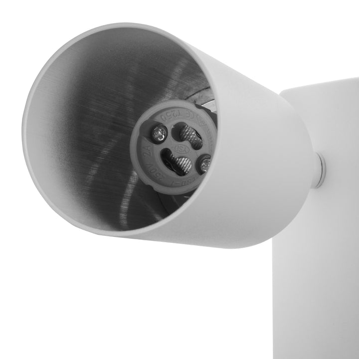 Wandlamp/wandlamp Maclean, spot, rond, GU10, met 55x90mm schakelaar, wit, MCE369 W+LED lamp GU10 7W Maclean Energy MCE437 WW warm wit 3000K, 220-240V~, 50/60Hz, 490lm