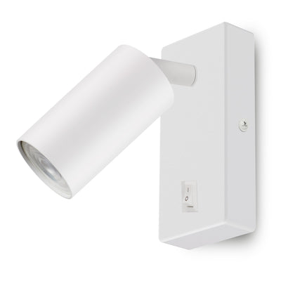 Wandlamp/wandlamp Maclean, spot, rond, GU10, met 55x90mm schakelaar, wit, MCE369 W+LED lamp GU10 7W Maclean Energy MCE437 WW warm wit 3000K, 220-240V~, 50/60Hz, 490lm