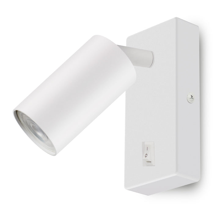 Wandlamp/wandlamp Maclean, spot, rond, GU10, met 55x90mm schakelaar, wit, MCE369 W+LED lamp GU10 7W Maclean Energy MCE437 WW warm wit 3000K, 220-240V~, 50/60Hz, 490lm