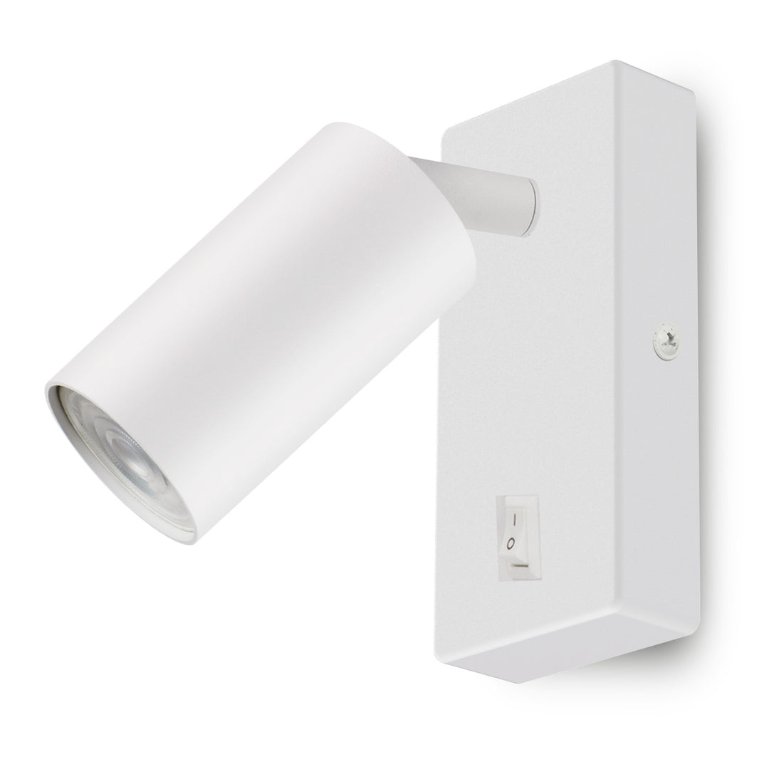 Maclean Wandlamp/wandlamp, spot, rond, GU10, met 55x90mm schakelaar, wit, MCE369 W+LED lamp GU10 7W Maclean Energy MCE437 NW neutraal wit 4000K, 220-240V~, 50/60Hz, 490 lumen