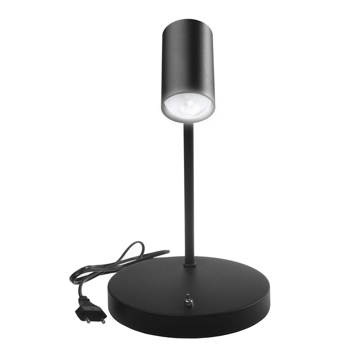 Maclean GU10 bureaulamp, spot, rond, GU10, met 55x90mm schakelaar, zwart, MCE370 B + LED lamp GU10 7W Maclean Energy MCE437 WW warm wit 3000K, 220-240V~, 50/60Hz, 490lm